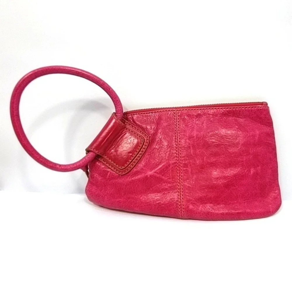 Hobo The Original Pink Leather Wristlet Clutch Bag Purse Boho Chic